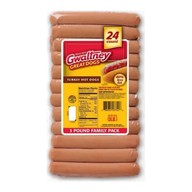 Gwaltney Bun-Length Turkey Franks, Family Pack
