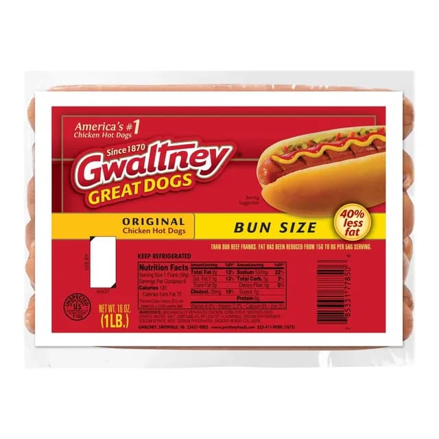 Gwaltney Great Dogs Big Bun-Length Franks