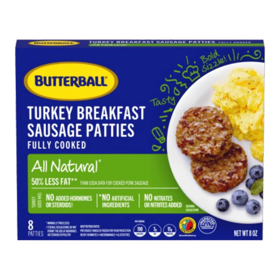 Butterball Fully Cooked Breakfast Sausage Patties, 8 ct