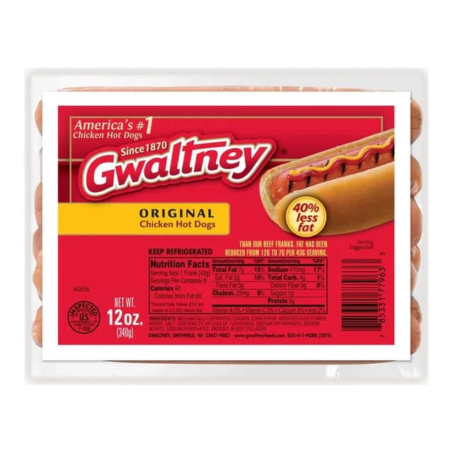 Gwaltney Original Hot Dogs, 8 ct