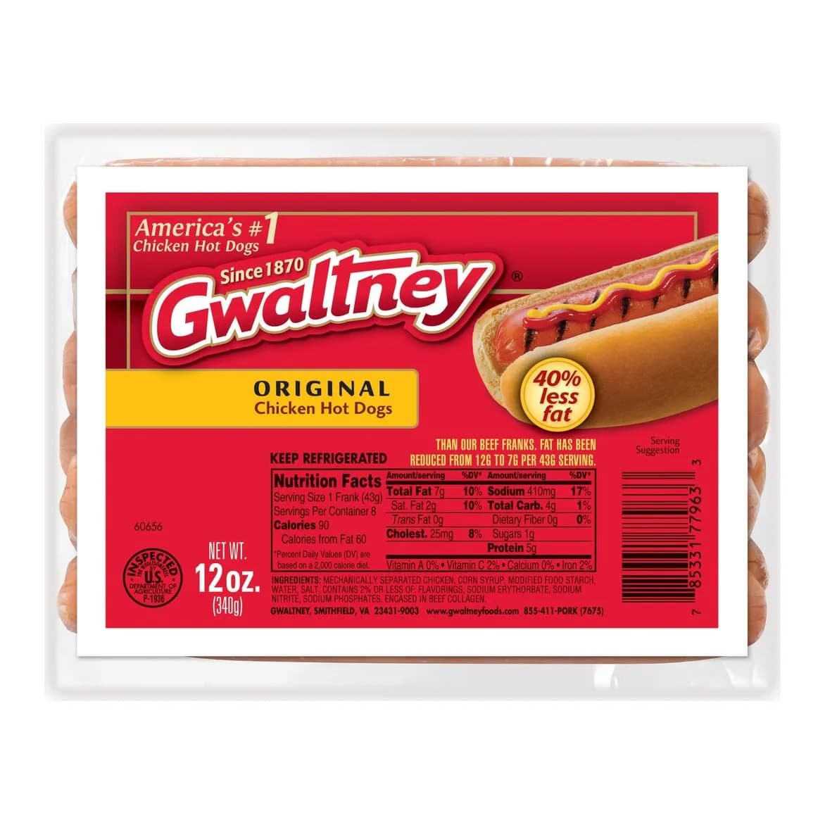 Gwaltney Original Hot Dogs, 8 ct