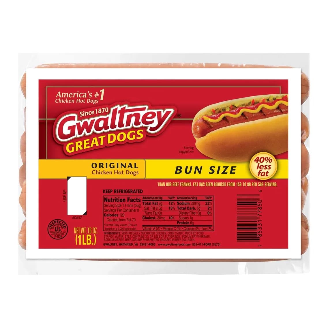 Gwaltney Great Dogs Big Bun-Length Franks